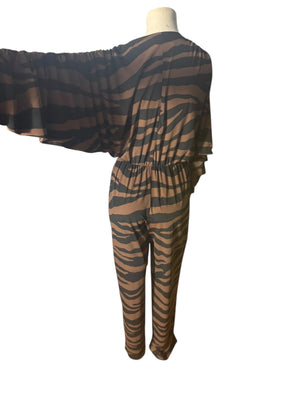 Vintage 80's black tiger jumpsuit M Pat Richards