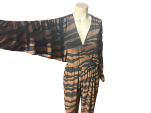 Vintage 80's black tiger jumpsuit M Pat Richards