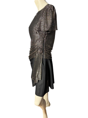 Vintage 70’s black & gold midi dress T F M