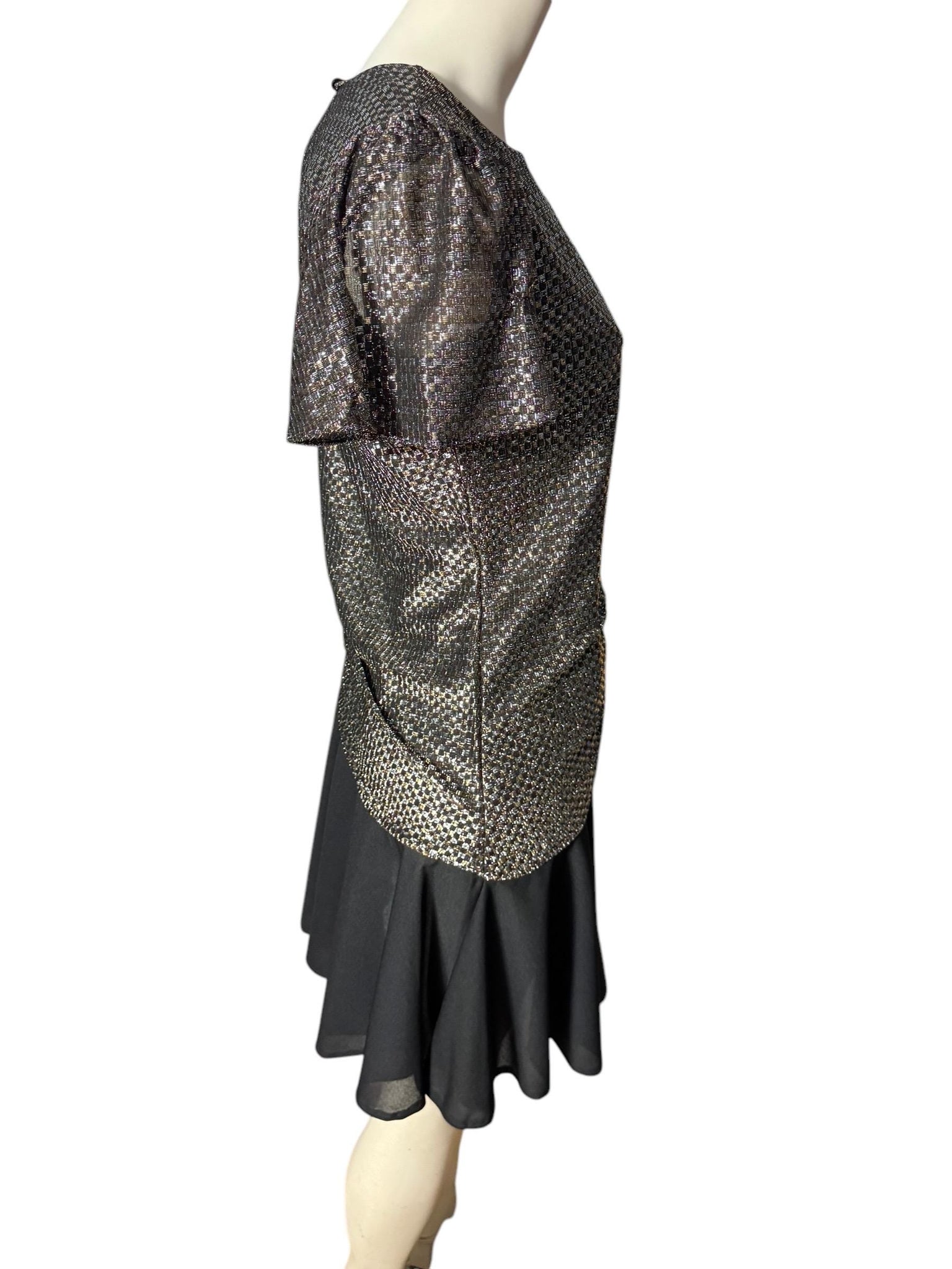Vintage 70’s black & gold midi dress T F M