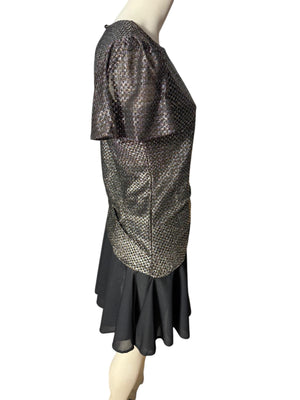 Vintage 70’s black & gold midi dress T F M
