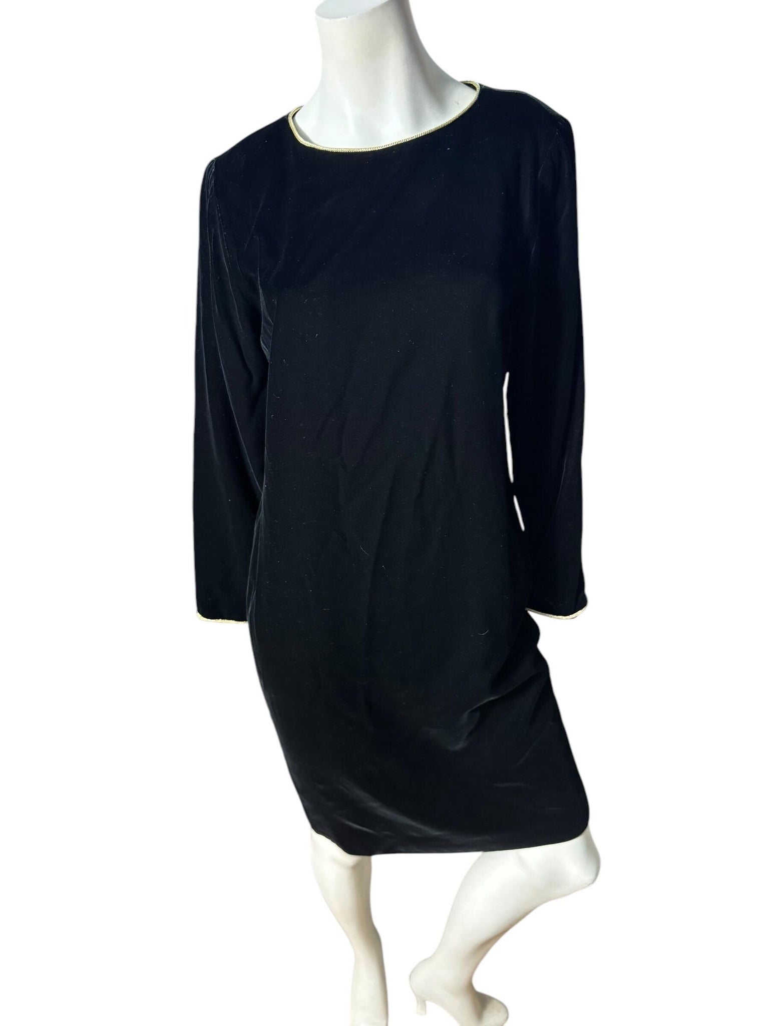 Vintage 80's black velvet dress M L Brooks Brothers