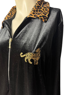 Vintage black leopard lounge robe M Amanda Stewart