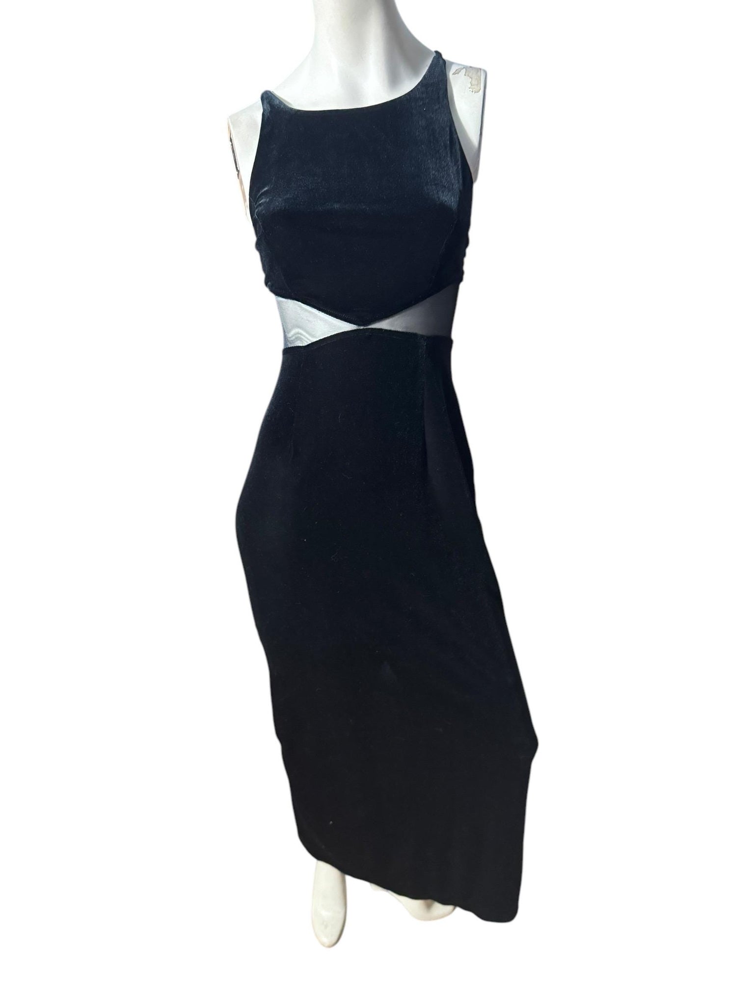 Vintage 80's lon black velour dress 5/6 Betsy Adams