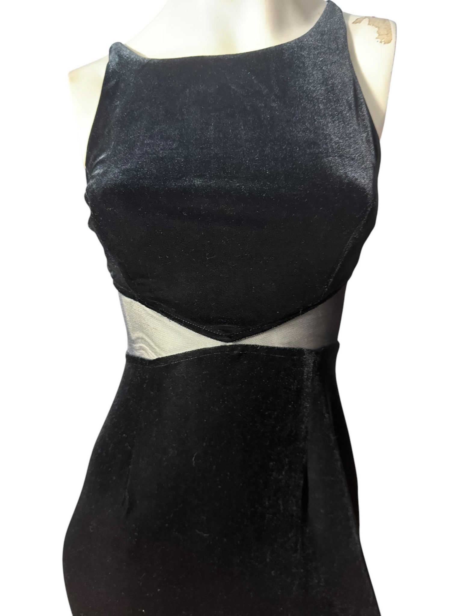 Vintage 80's lon black velour dress 5/6 Betsy Adams