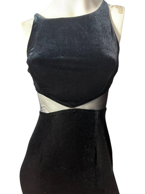 Vintage 80's lon black velour dress 5/6 Betsy Adams