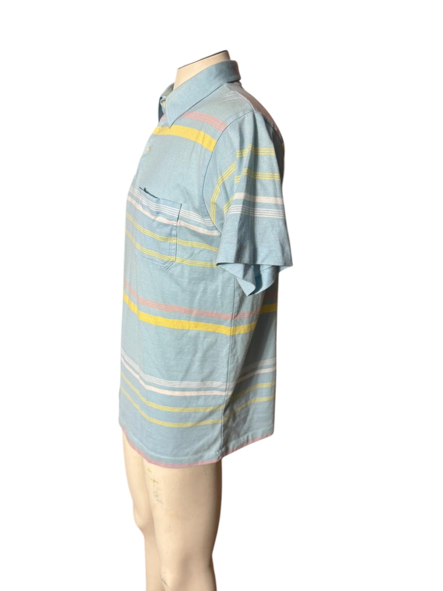 Vintage 80's men's polo shirt M blue & yellow