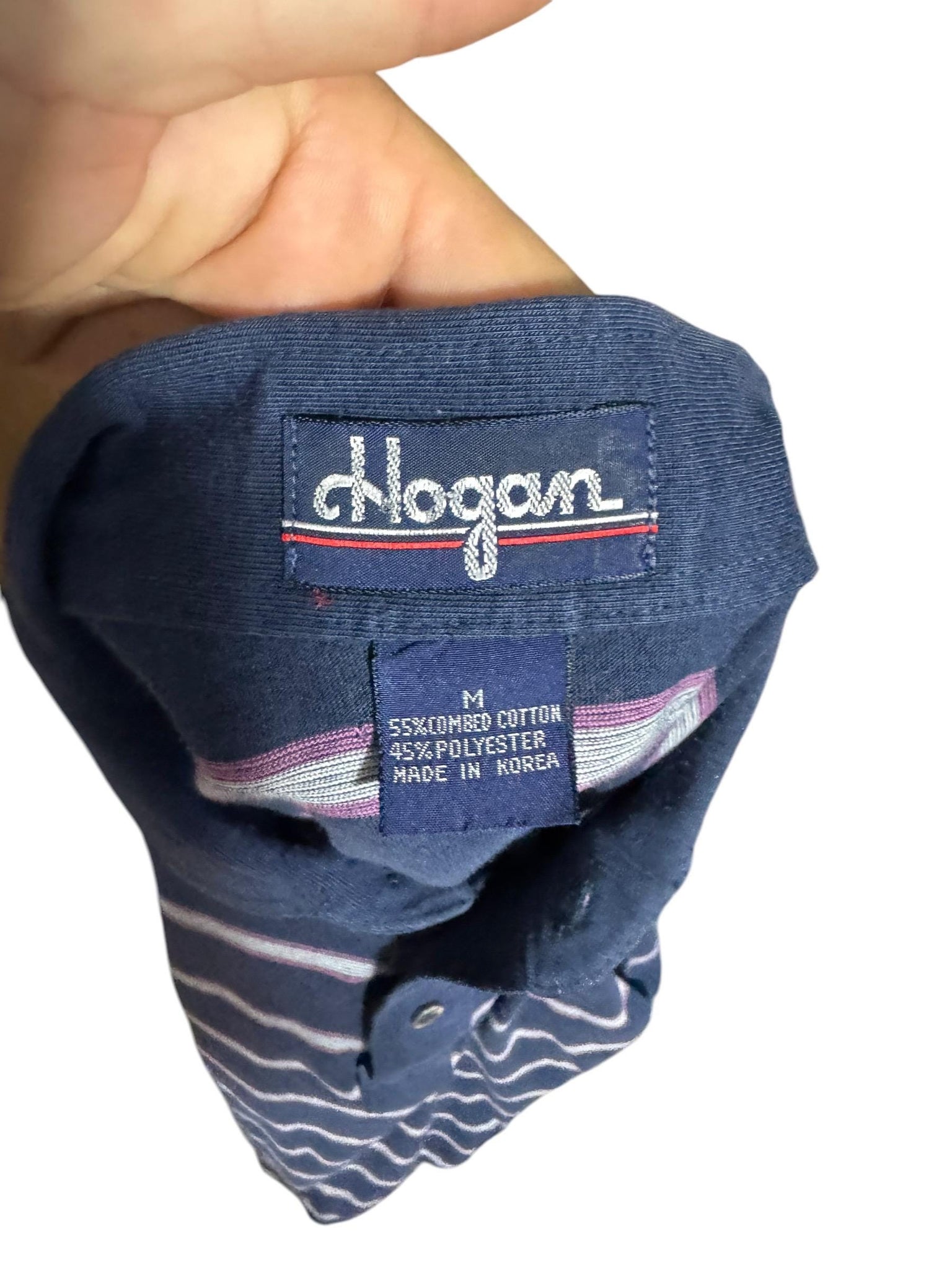 Vintage 80's men's navy purple polo shirt M Hogan