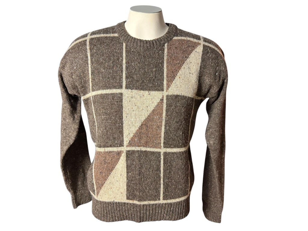 Vintage 80's men's brown pattern sweater M Kennington