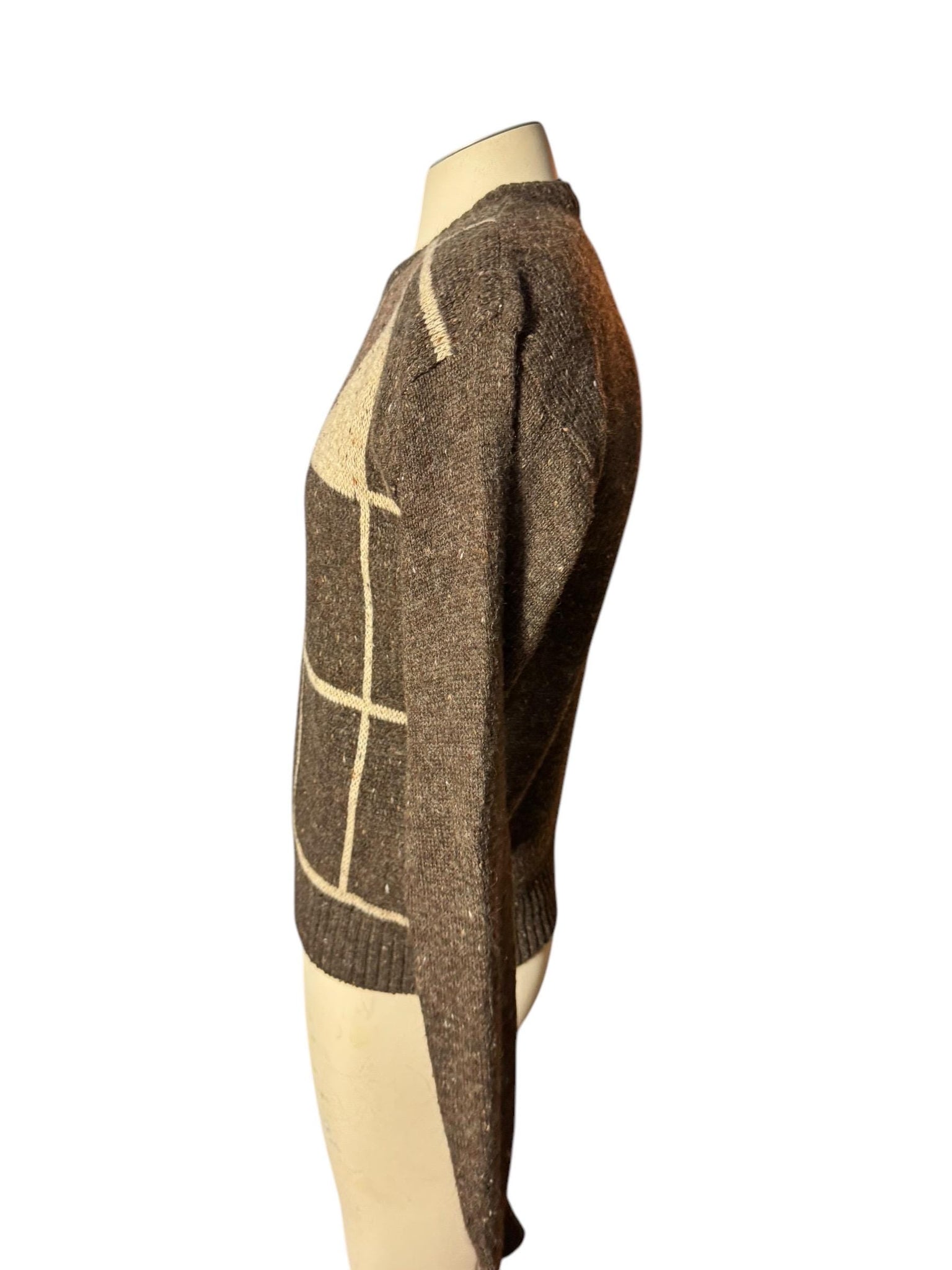 Vintage 80's men's brown pattern sweater M Kennington