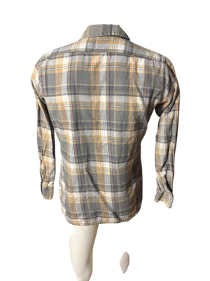 Vintage tan & gray plaid flannel shirt M Arrow Sportswear