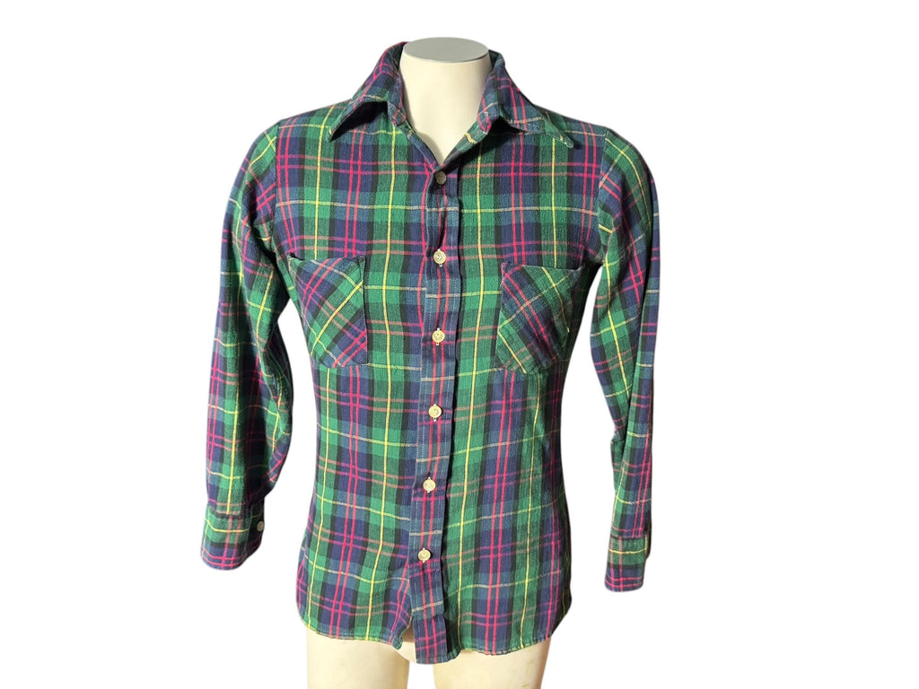 Vintage Manhatten green flannel shirt S