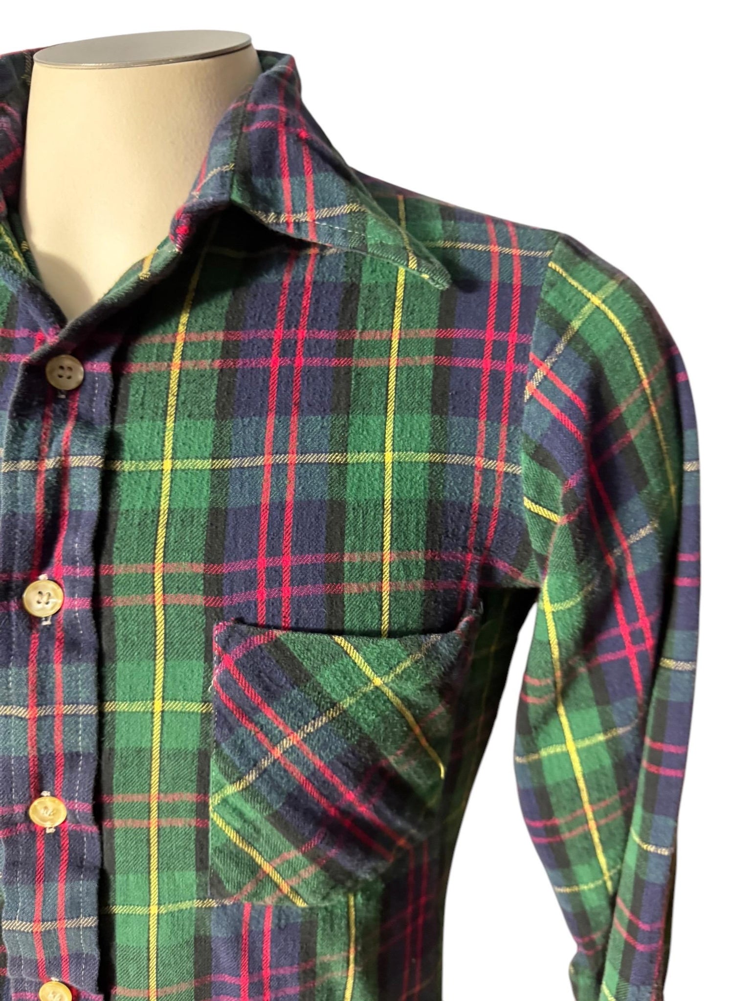 Vintage Manhatten green flannel shirt S