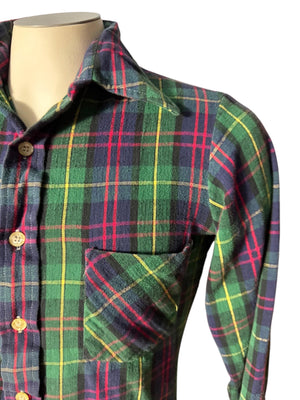 Vintage Manhatten green flannel shirt S