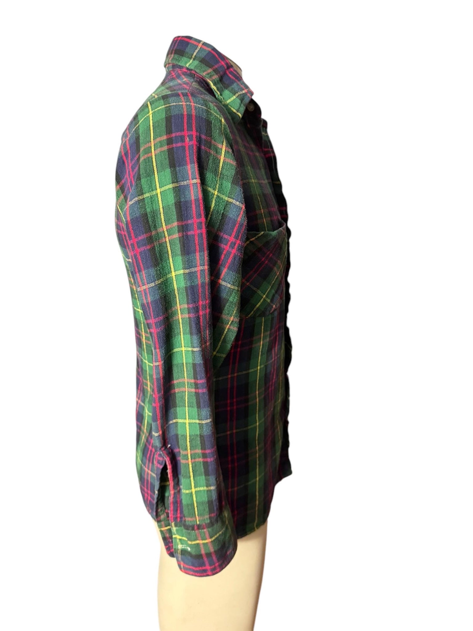 Vintage Manhatten green flannel shirt S