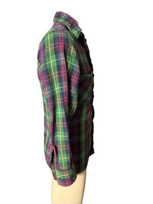 Vintage Manhatten green flannel shirt S