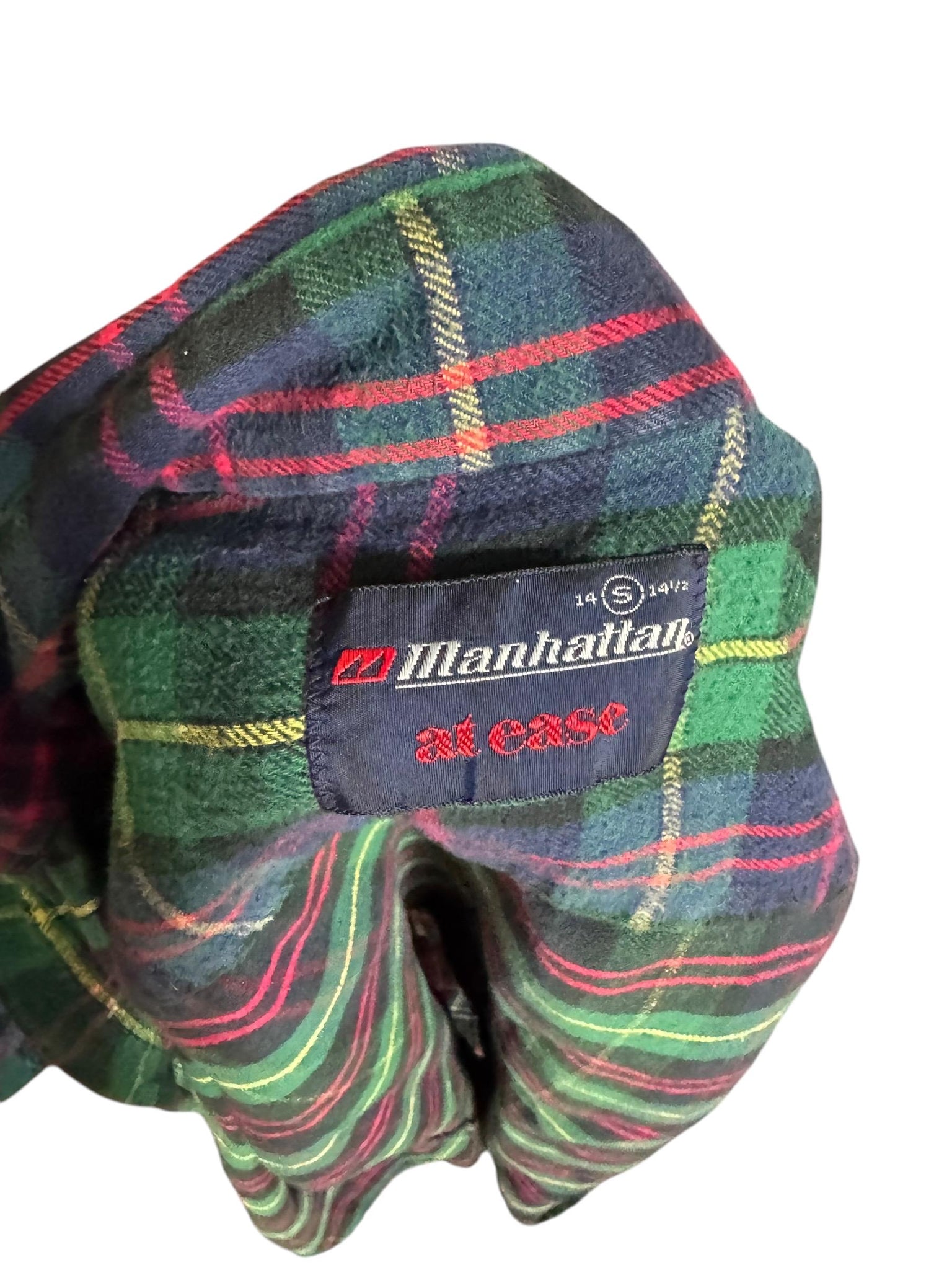Vintage Manhatten green flannel shirt S