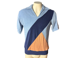 Vintage 70’s blue & tan terry cloth pullover M Richman