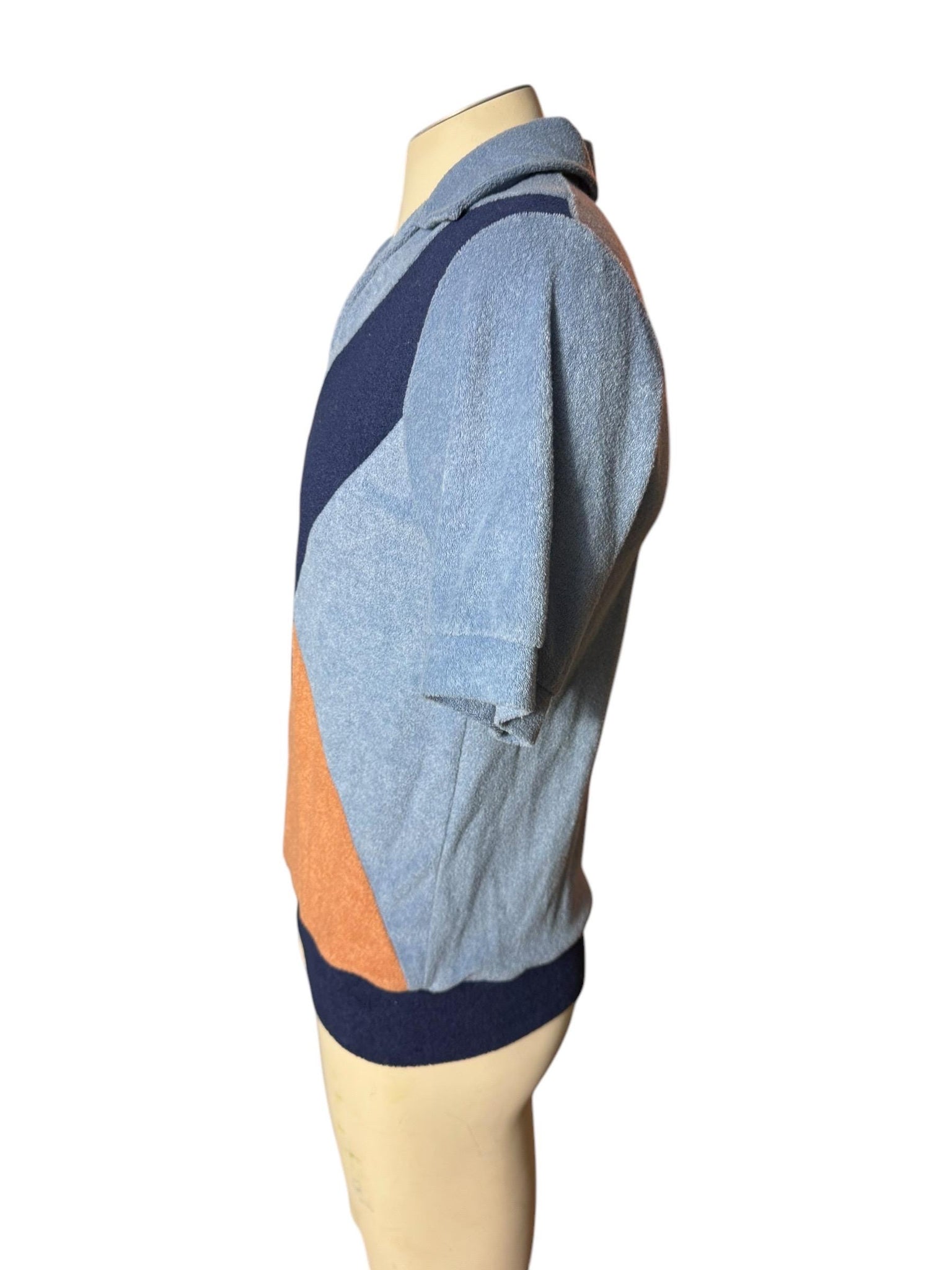 Vintage 70’s blue & tan terry cloth pullover M Richman
