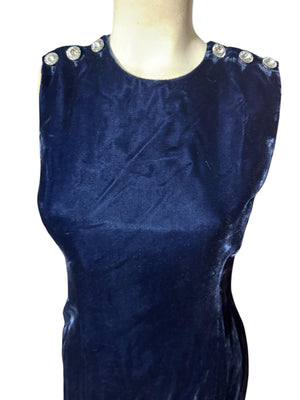 Vintage 80's blue velvet party dress 4 Liz Claiborne