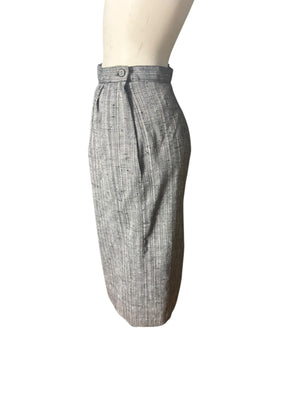 Vintage 80's black gray fitted skirt suit M Haberdasher