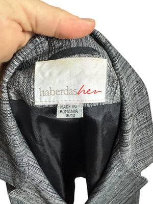 Vintage 80's black gray fitted skirt suit M Haberdasher