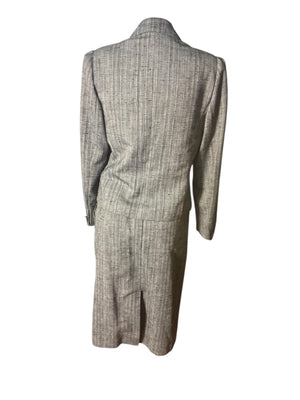 Vintage 80's black gray fitted skirt suit M Haberdasher
