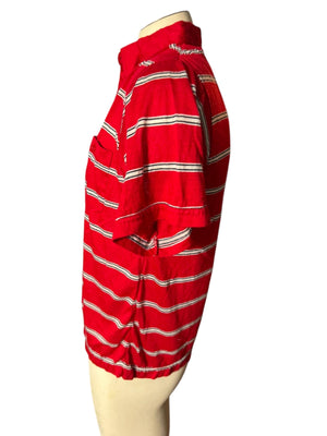 Vintage 80's men's red stripe polo shirt L Youngbloods
