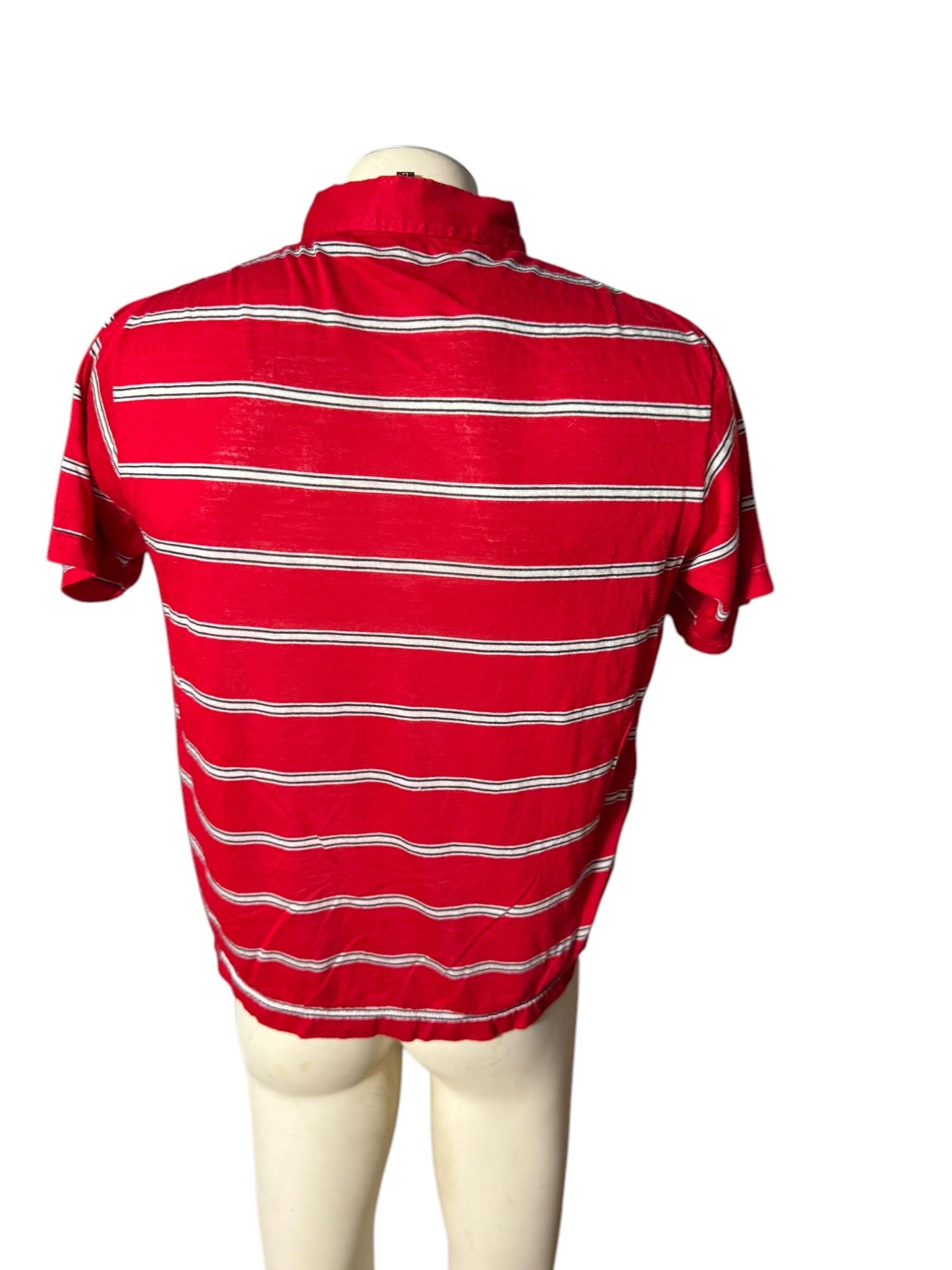 Vintage 80's men's red stripe polo shirt L Youngbloods