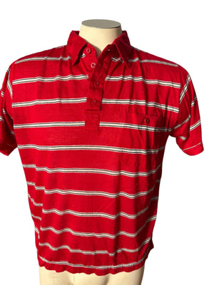 Vintage 80's men's red stripe polo shirt L Youngbloods