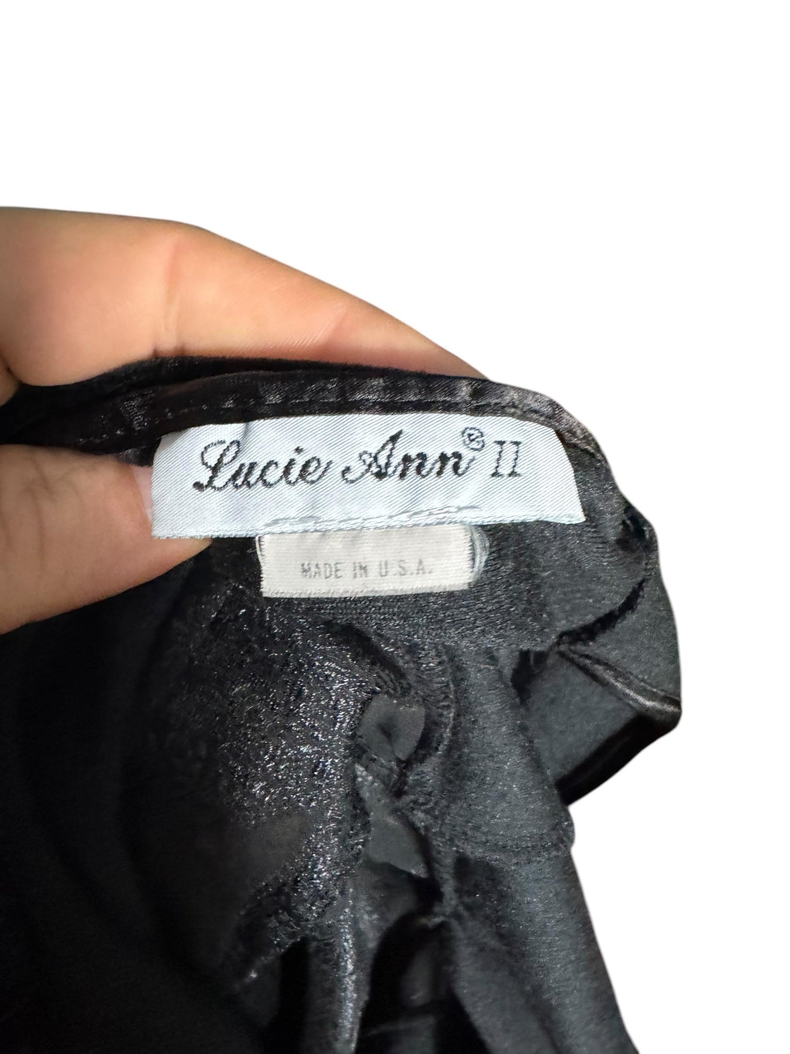 Vintage Lucie Ann long black nightgown L XL