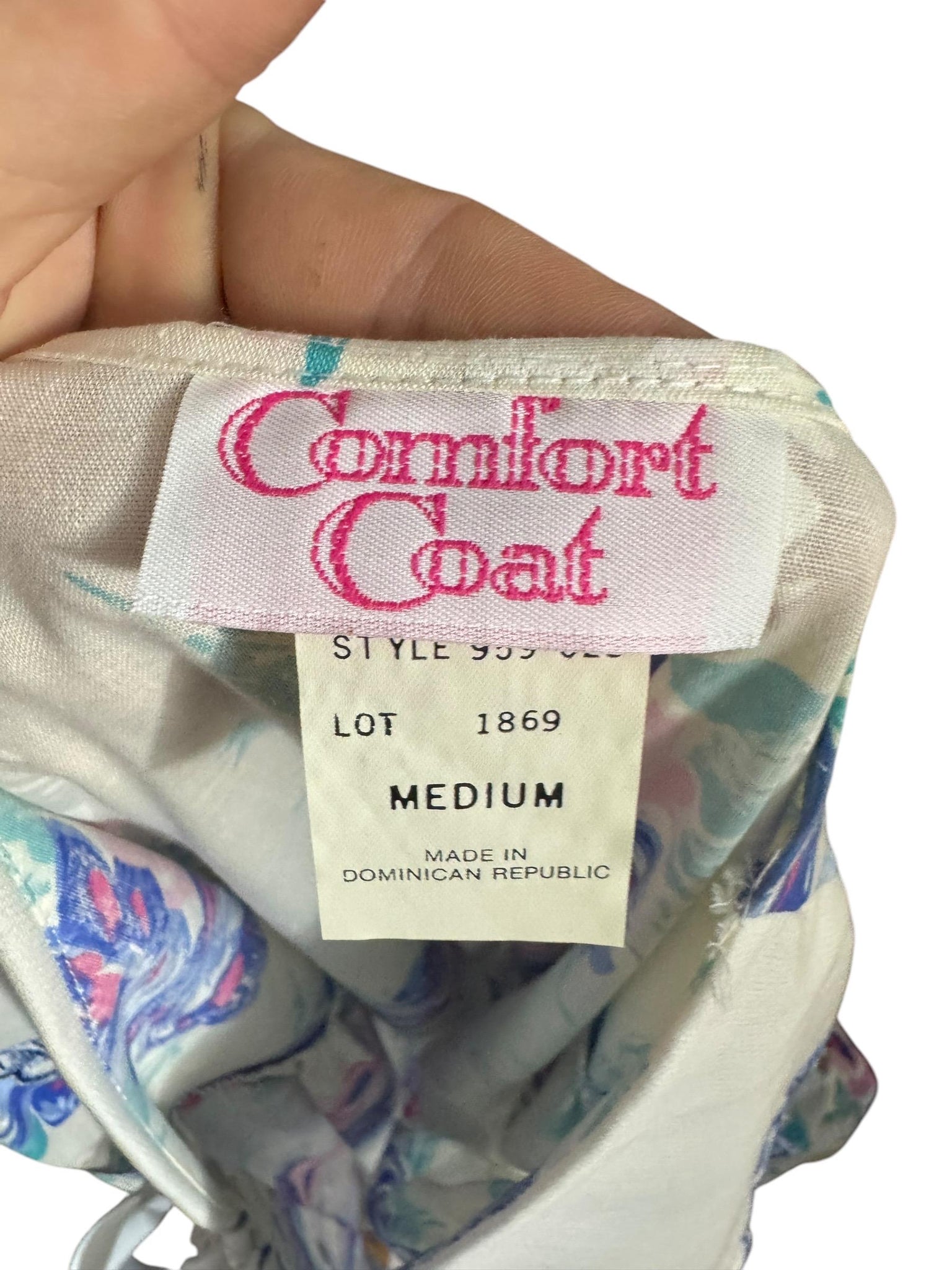 Vintage 80's cotton pink rose robe house dress M deadstock