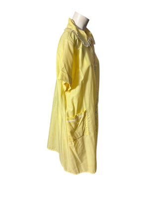 Vintage 60's cotton yellow robe house dress XL
