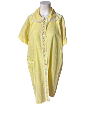 Vintage 60's cotton yellow robe house dress XL