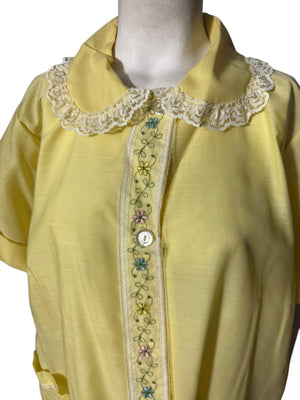 Vintage 60's cotton yellow robe house dress XL