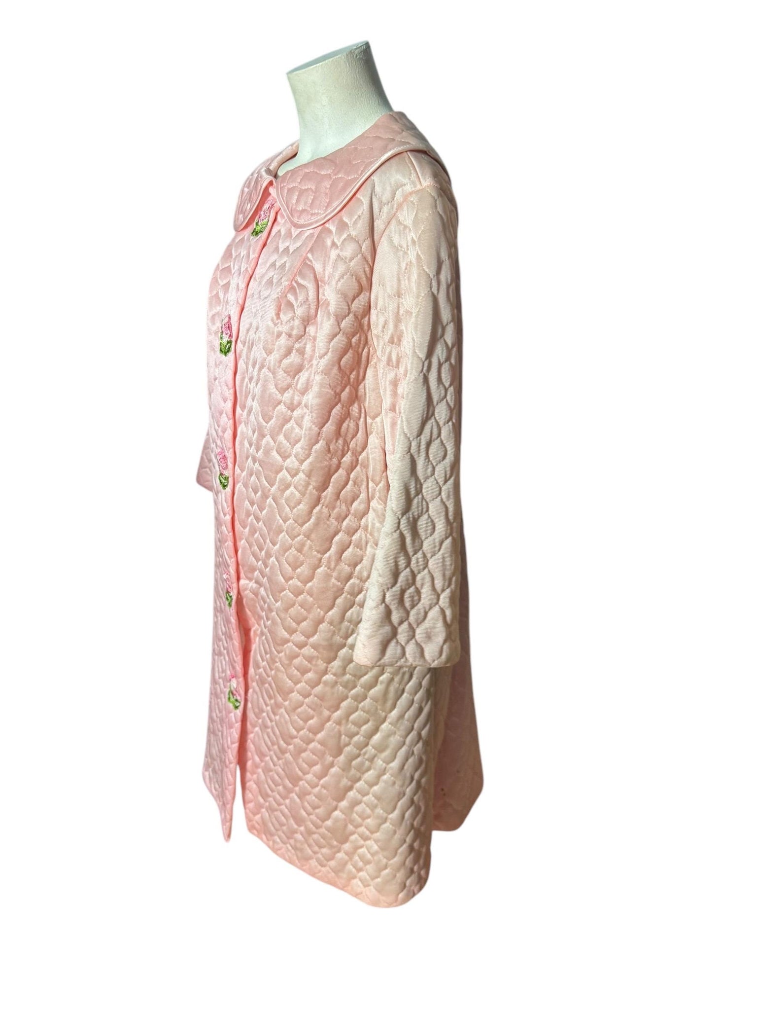 Vintage 60's quilted pink robe L 40