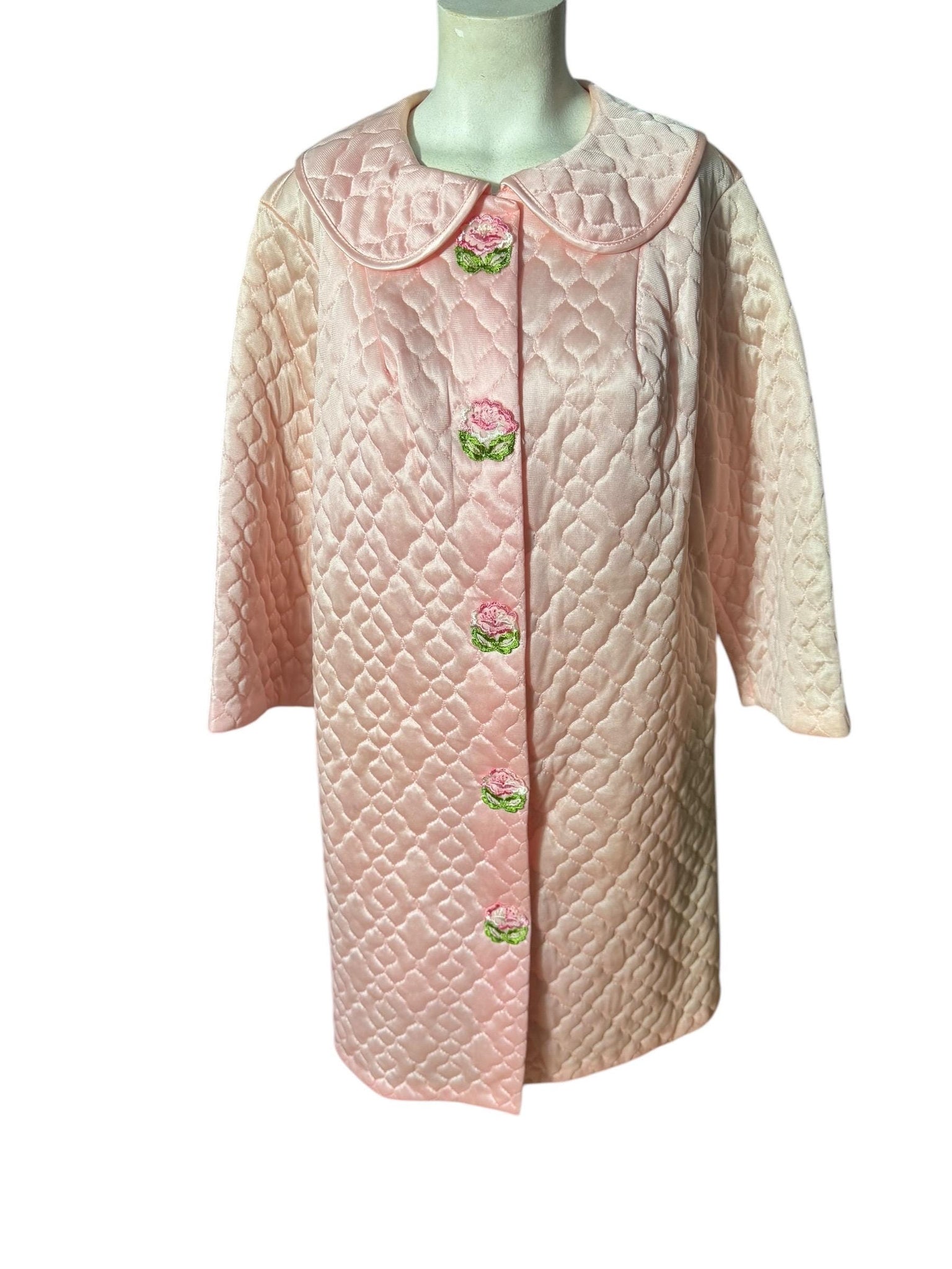 Vintage 60's quilted pink robe L 40