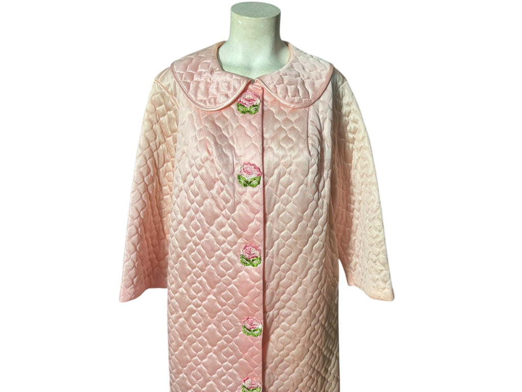 Vintage 60's quilted pink robe L 40