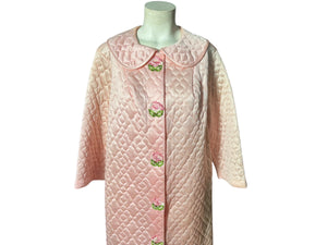 Vintage 60's quilted pink robe L 40