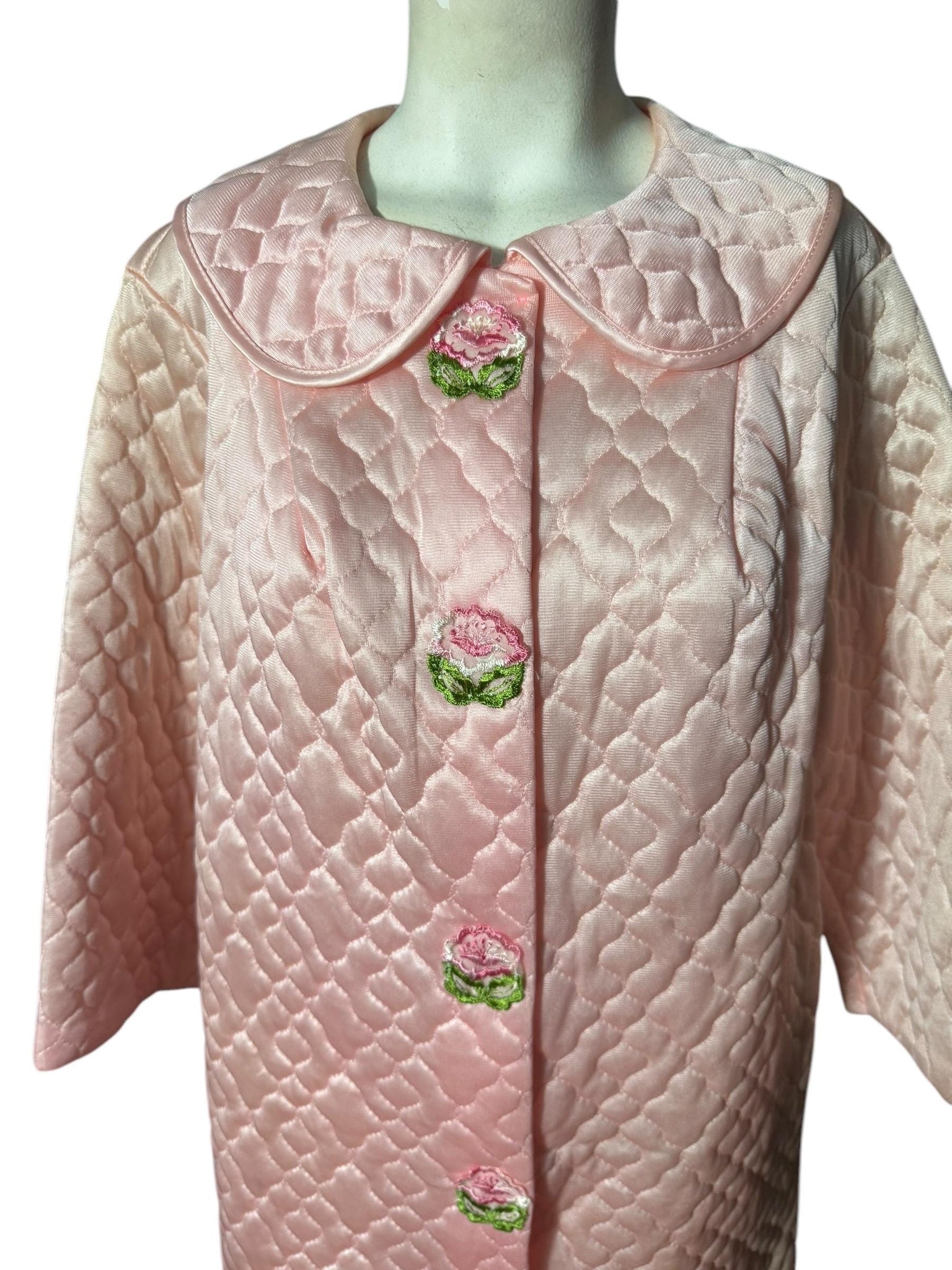 Vintage 60's quilted pink robe L 40