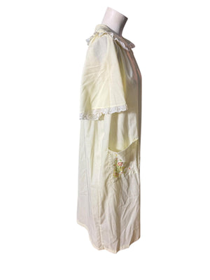 Vintage 60's cotton yellow robe house dress L Carole