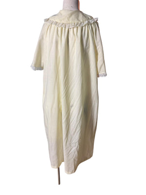 Vintage 60's cotton yellow robe house dress L Carole