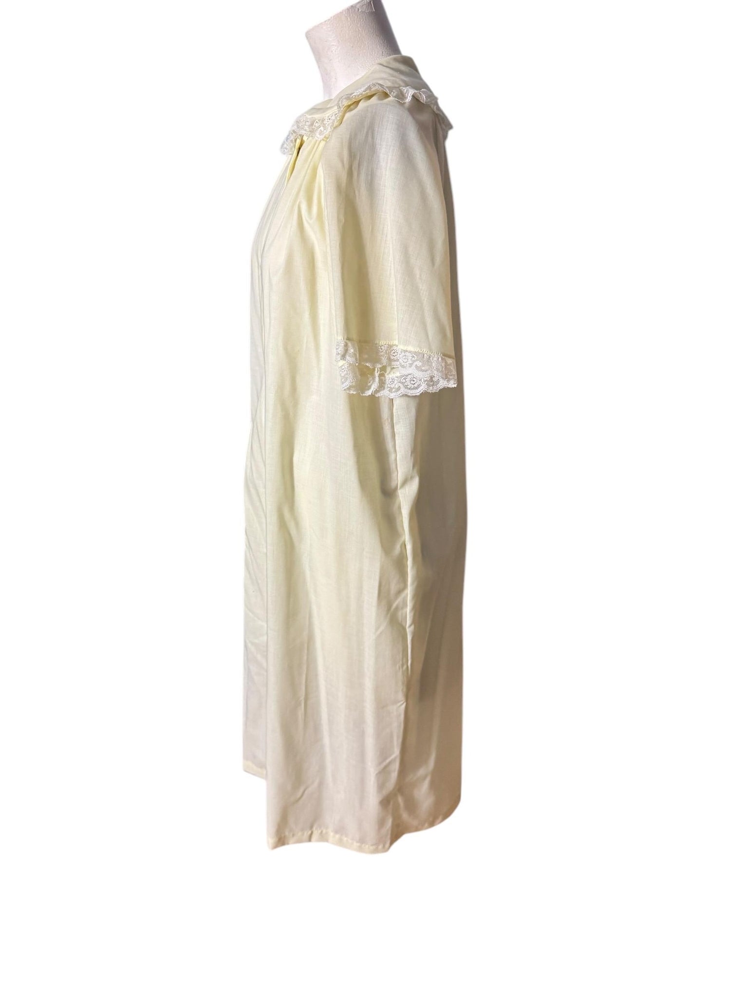 Vintage 60's cotton yellow robe house dress L Carole