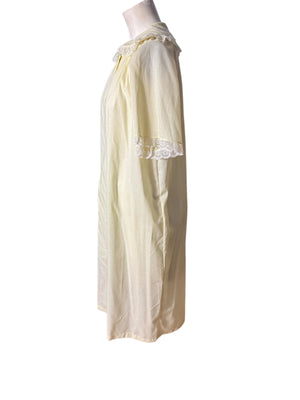 Vintage 60's cotton yellow robe house dress L Carole