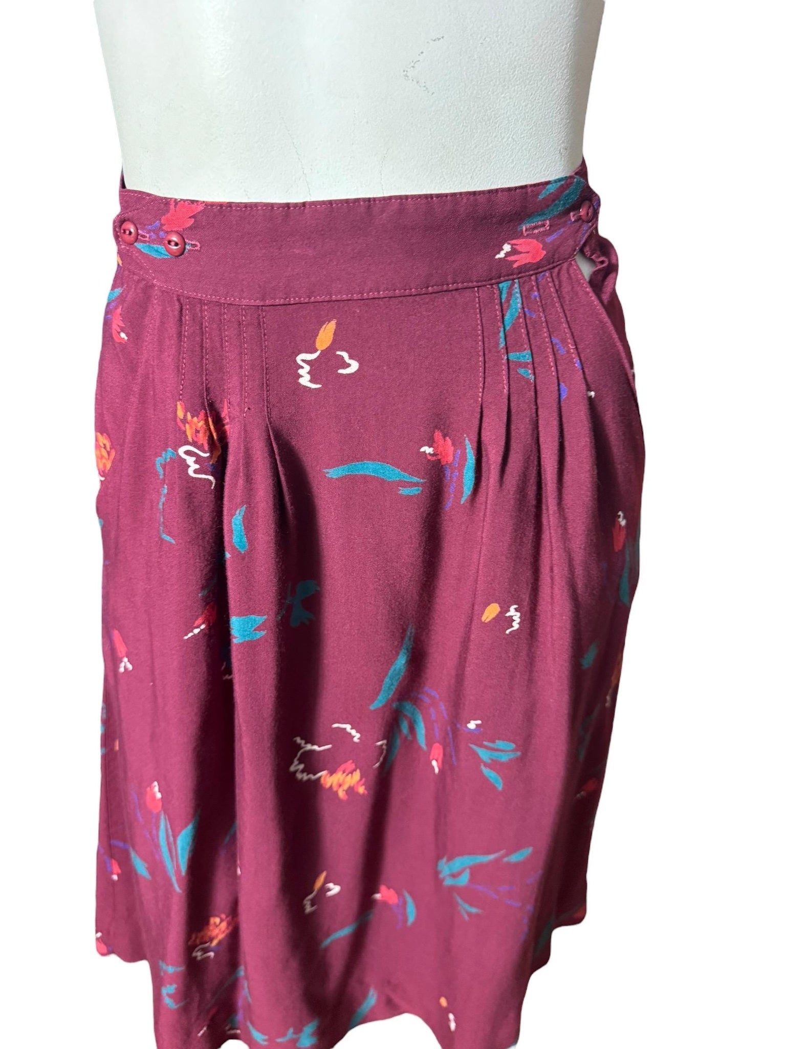Vintage 80's maroon high waist skirt S Bombacha