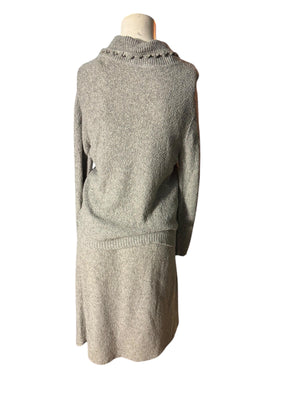 Vintage 70's women's sweater suit skirt & jacket M L Feather Knits