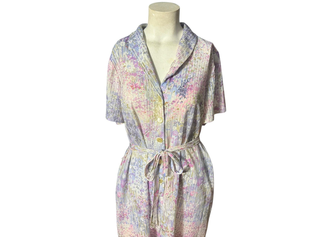Vintage 70's purple polyester house dress L XL