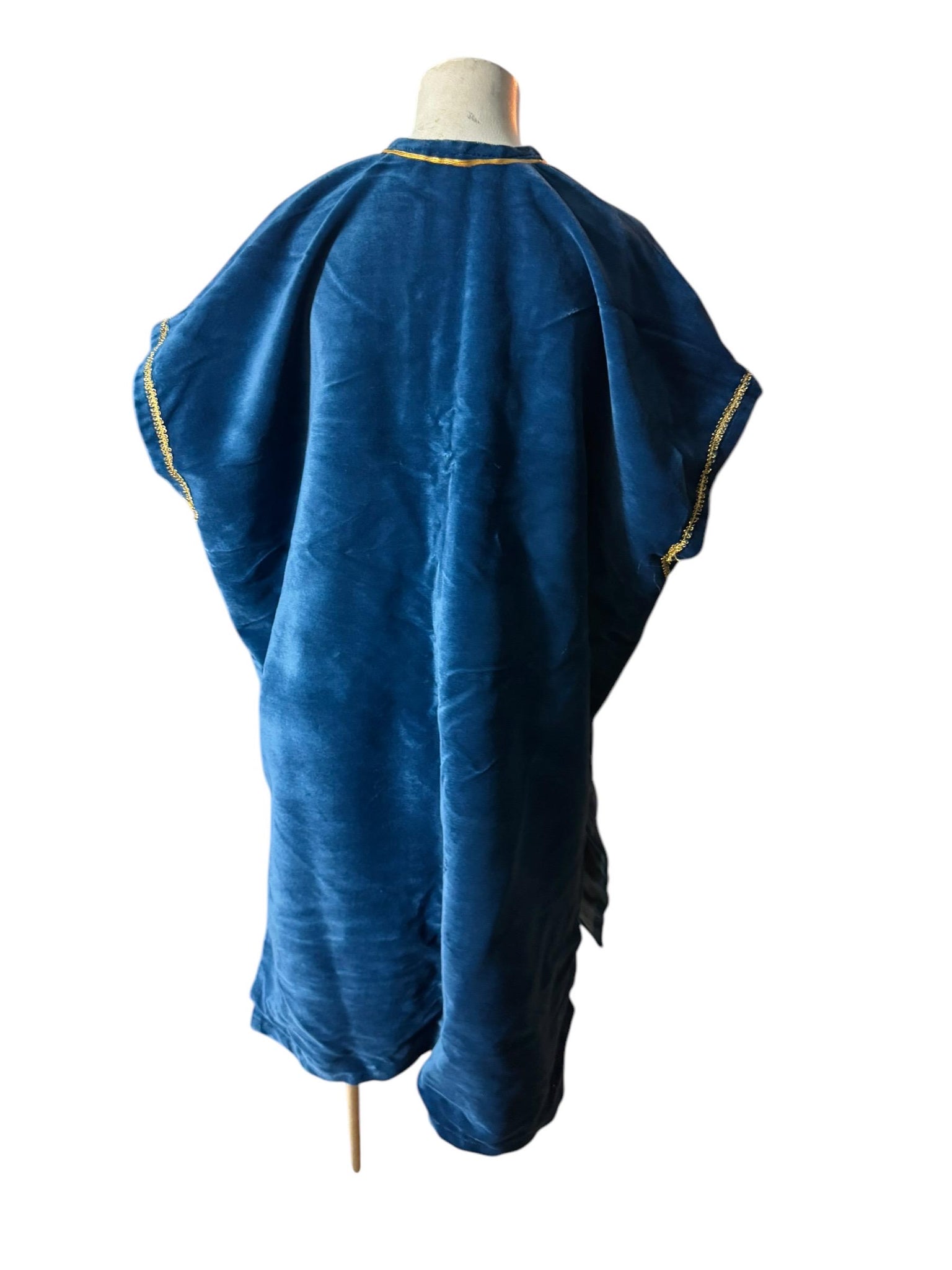 Vintage blue & gold 70's vest cape shawl xl