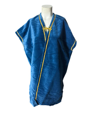 Vintage blue & gold 70's vest cape shawl xl
