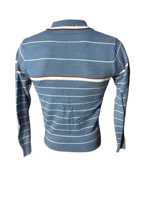 Vintage 70's men's collared striped sweater M Royal Knight
